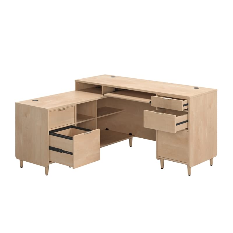 Sauder Clifford Place Engineered Wood L-Shaped Desk in Natural Maple