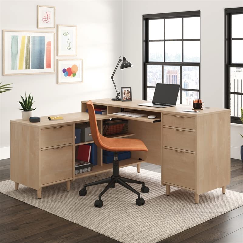 Sauder Clifford Place Engineered Wood L-Shaped Desk in Natural Maple