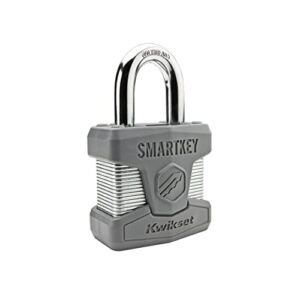 kwikset 026smtstd shkl pdl stanley smartkey padlock standard shackle, 50mm, satin chrome