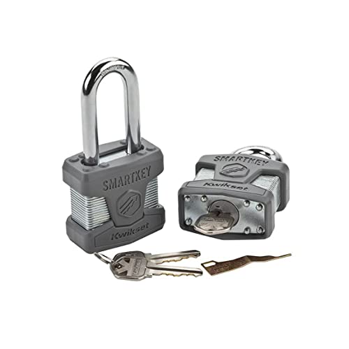 Kwikset 026SMTSTD SHKL PDL Stanley SmartKey Padlock Standard Shackle, 50mm, Satin Chrome