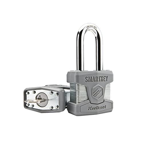 Kwikset 026SMTSTD SHKL PDL Stanley SmartKey Padlock Standard Shackle, 50mm, Satin Chrome