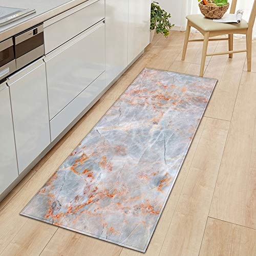 OPLJ Marble Printed Non Slip Entrance Door Bathroom Mat Carpet Kitchen Bedroom Bath Floor Mats Home Rugs Doormat Decor A8 60x180cm