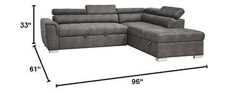 ACME Furniture Thelma Sleeper and Ottoman Sectional Sofa, Grey