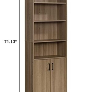 Sauder Beginnings Bookcase with Doors, L: 24.65" x W: 11.65" x H: 71.14", Summer Oak Finish