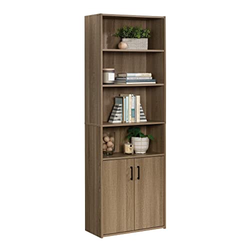 Sauder Beginnings Bookcase with Doors, L: 24.65" x W: 11.65" x H: 71.14", Summer Oak Finish