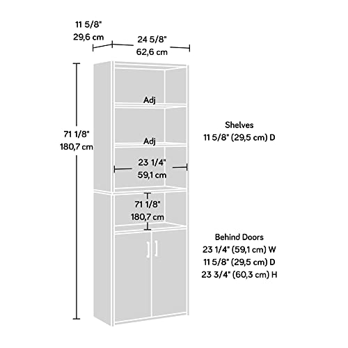 Sauder Beginnings Bookcase with Doors, L: 24.65" x W: 11.65" x H: 71.14", Summer Oak Finish