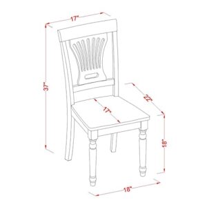 East West Furniture Plainville Dining Chairs, Wood Seat, PVC-SBR-W
