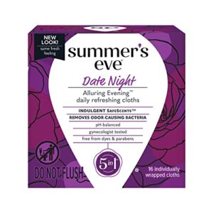 summer’s eve date night feminine cleansing wipes pre/post-intimacy cleansing, 16 count