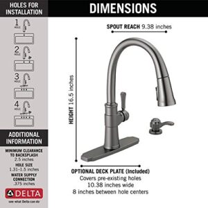 Delta Faucet Spargo Black Stainless Kitchen Faucet, Kitchen Faucets with Pull Down Sprayer, Kitchen Sink Faucet, Faucet for Kitchen Sink, Soap Dispenser, Black Stainless 19964Z-KSSD-DST