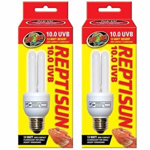 (2 Pack) Zoo Med Reptisun 10.0 Uvb Mini Compact Fluorescent