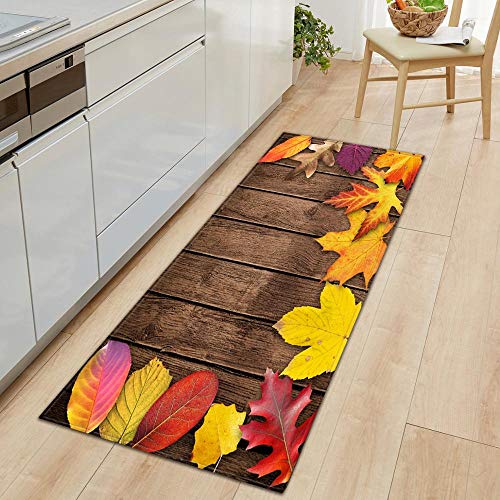 OPLJ Kitchen Mat Bedroom Entrance Doormat Wood Grain Home Hallway Floor Decoration Living Room Carpet Bathroom Anti-Slip Rug A6 60x180cm