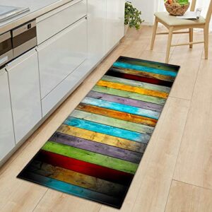 OPLJ Kitchen Mat Bedroom Entrance Doormat Wood Grain Home Hallway Floor Decoration Living Room Carpet Bathroom Anti-Slip Rug A6 60x180cm