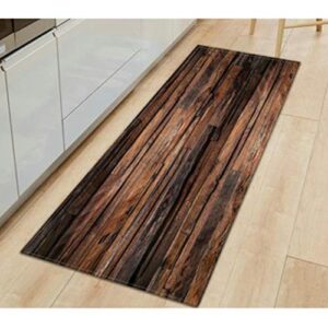 OPLJ Kitchen Mat Bedroom Entrance Doormat Wood Grain Home Hallway Floor Decoration Living Room Carpet Bathroom Anti-Slip Rug A6 60x180cm