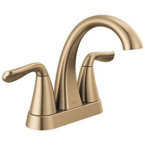 delta faucet arvo gold bathroom faucet, centerset bathroom faucet gold, bathroom sink faucet, drain assembly included, champagne bronze 25840lf-cz