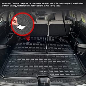 powoq Fit 2016-2023 Honda Pilot Cargo Mat with Backrest Mat TPE Trunk Mat Behind 3rd Row Back Seat Protector All Weather for 2016 2017 2018 2019 2020 2021 2022 2023 Honda Pilot Accessories