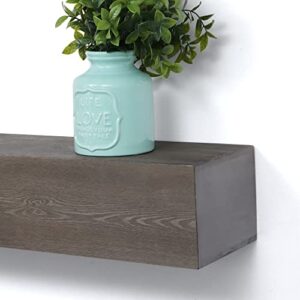 Fireplace Mantel | 60" W Wood Floating Shelves | Handcrafted Hollow Distressed Beam | Wall Mounted Wooden Display Shelfing | with Invisible Heavy Duty Hanging Wood Bracket | 60W x 6H x 8D, Ash Gray