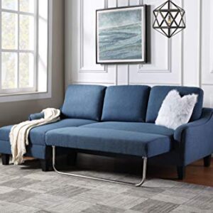 OSP Home Furnishings Lester Chaise Sleeper Sofas, Blue