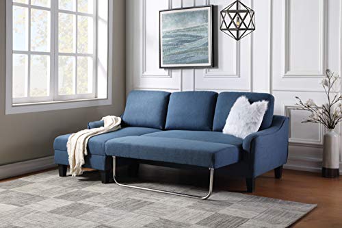 OSP Home Furnishings Lester Chaise Sleeper Sofas, Blue