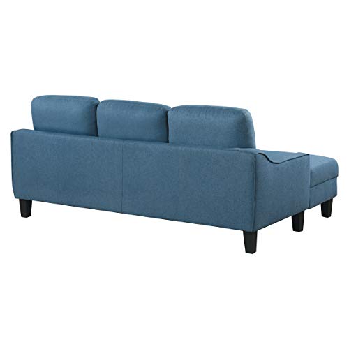 OSP Home Furnishings Lester Chaise Sleeper Sofas, Blue