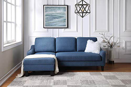 OSP Home Furnishings Lester Chaise Sleeper Sofas, Blue