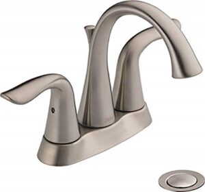 delta faucet lahara centerset bathroom faucet brushed nickel, bathroom sink faucet, diamond seal technology, metal drain assembly, stainless 2538-ssmpu-dst