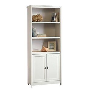 sauder cottage road library with doors, soft white finish