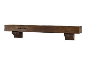 72 inch floating fireplace mantel wood shelf in grey rustic – breckenridge from mantels direct | with corbel bracket arches | wooden rustic wall shelf perfect for electric fireplaces and décor