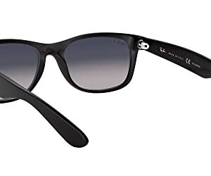 Ray-Ban unisex adult RB2132 New Wayfarer Polarized Sunglasses, Matte Black/Polarized Blue Gradient Grey, 55 mm US