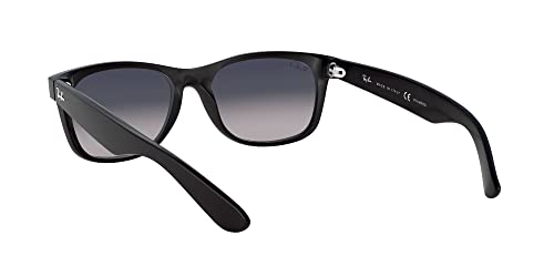 Ray-Ban unisex adult RB2132 New Wayfarer Polarized Sunglasses, Matte Black/Polarized Blue Gradient Grey, 55 mm US