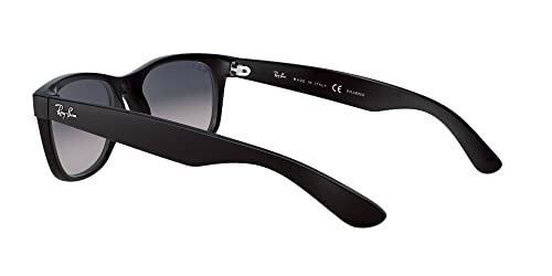 Ray-Ban unisex adult RB2132 New Wayfarer Polarized Sunglasses, Matte Black/Polarized Blue Gradient Grey, 55 mm US