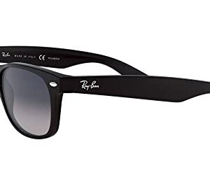 Ray-Ban unisex adult RB2132 New Wayfarer Polarized Sunglasses, Matte Black/Polarized Blue Gradient Grey, 55 mm US