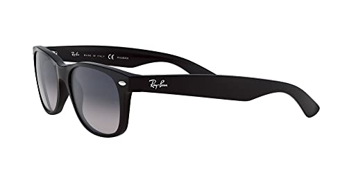 Ray-Ban unisex adult RB2132 New Wayfarer Polarized Sunglasses, Matte Black/Polarized Blue Gradient Grey, 55 mm US