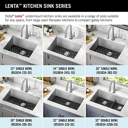 DELTA FAUCET Delta Lenta 30-inch Undermount 16 Gauge Stainless Steel Single Bowl Kitchen Sink with Accessories, 953034-30S-SS, Satin