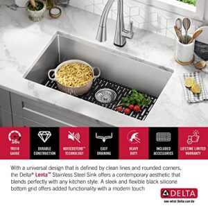 DELTA FAUCET Delta Lenta 30-inch Undermount 16 Gauge Stainless Steel Single Bowl Kitchen Sink with Accessories, 953034-30S-SS, Satin