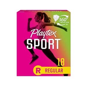 playtex sport tampons, regular absorbency, fragrance-free – 18ct