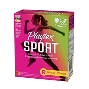 Playtex Sport Tampons, Regular Absorbency, Fragrance-Free - 18ct