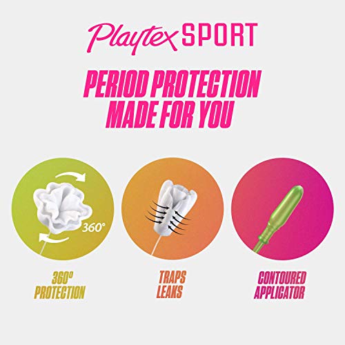 Playtex Sport Tampons, Regular Absorbency, Fragrance-Free - 18ct