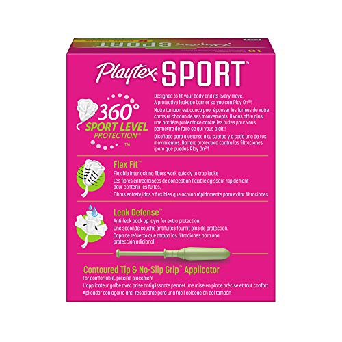 Playtex Sport Tampons, Regular Absorbency, Fragrance-Free - 18ct