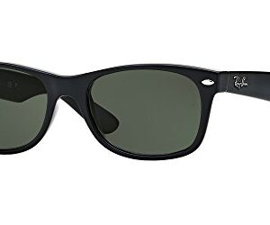 Ray-Ban RB2132 New Wayfarer Sunglasses + Vision Group Accessories Bundle (Black/Crystal Green,55), unisex-adult