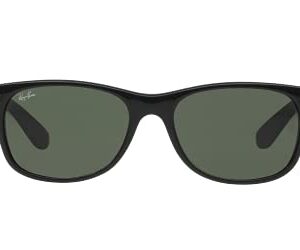 Ray-Ban RB2132 New Wayfarer Sunglasses + Vision Group Accessories Bundle (Black/Crystal Green,55), unisex-adult