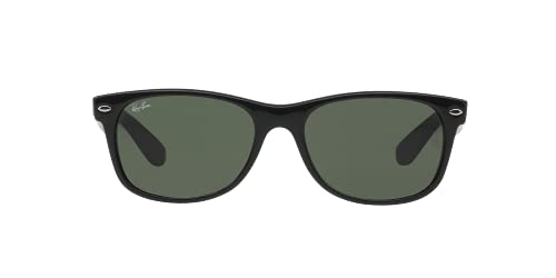 Ray-Ban RB2132 New Wayfarer Sunglasses + Vision Group Accessories Bundle (Black/Crystal Green,55), unisex-adult