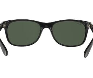 Ray-Ban RB2132 New Wayfarer Sunglasses + Vision Group Accessories Bundle (Black/Crystal Green,55), unisex-adult