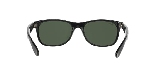 Ray-Ban RB2132 New Wayfarer Sunglasses + Vision Group Accessories Bundle (Black/Crystal Green,55), unisex-adult