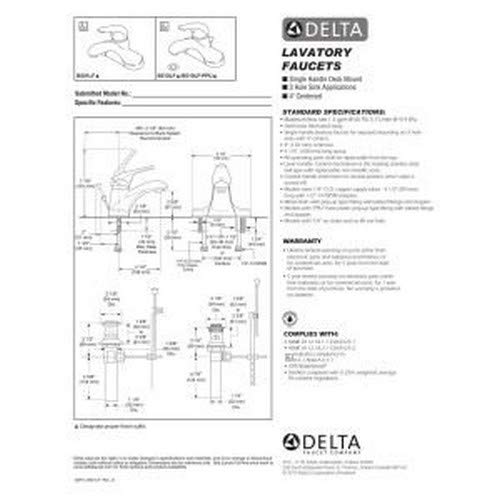 DELTA FAUCET B501LF, 4.25 x 6.13 x 4.25 inches, Chrome