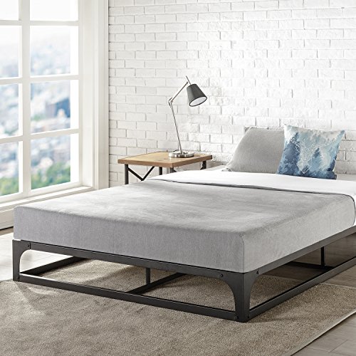 Mellow 9 Inch Metal Platform Bed Frame with Heavy Duty Steel Slat Mattress Foundation (No Box Spring Needed), Queen, Black