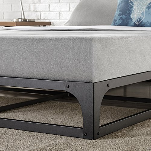 Mellow 9 Inch Metal Platform Bed Frame with Heavy Duty Steel Slat Mattress Foundation (No Box Spring Needed), Queen, Black