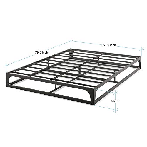 Mellow 9 Inch Metal Platform Bed Frame with Heavy Duty Steel Slat Mattress Foundation (No Box Spring Needed), Queen, Black