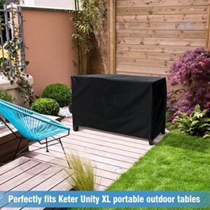 PAMASE 54" Outdoor Prep Table Cover for Keter Unity XL Portable Table Storage Cabinet, Waterproof Heavy Duty BBQ Grill Table Cover (Black)