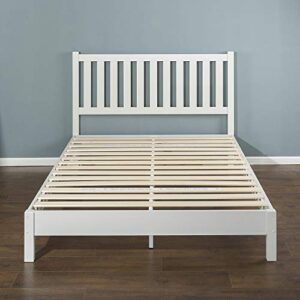 ZINUS Wen Wood Deluxe Platform Bed Frame with Headboard / Solid Wood Foundation / Wood Slat Support / No Box Spring Needed / Easy Assembly, Queen