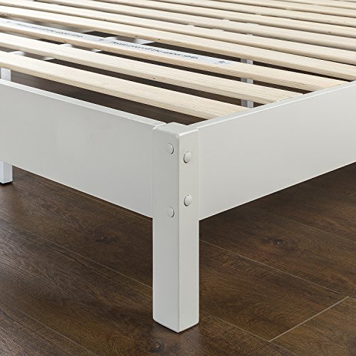 ZINUS Wen Wood Deluxe Platform Bed Frame with Headboard / Solid Wood Foundation / Wood Slat Support / No Box Spring Needed / Easy Assembly, Queen